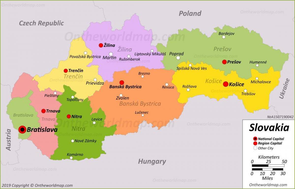 Mapa stolicy Słowacji
